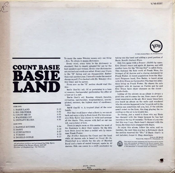 Count Basie - Basie Land - LP