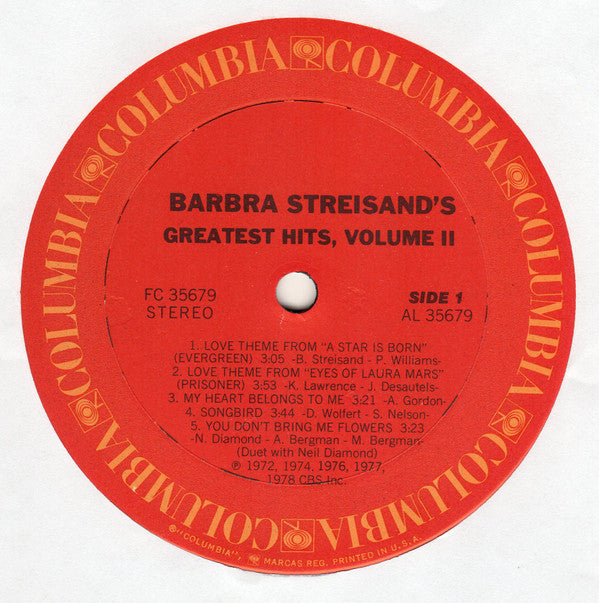 Barbra Streisand - Barbra Streisand's Greatest Hits Volume 2 - LP