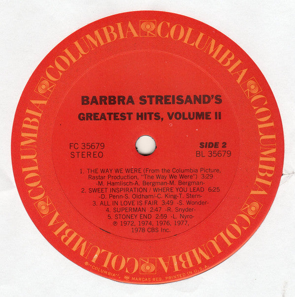 Barbra Streisand - Barbra Streisand's Greatest Hits Volume 2 - LP