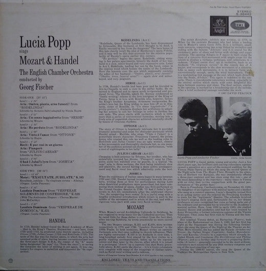 Mozart*, English Chamber Orchestra, Lucia Popp, Georg Fischer, Handel* - Lucia Popp Sings Mozart And Handel - LP