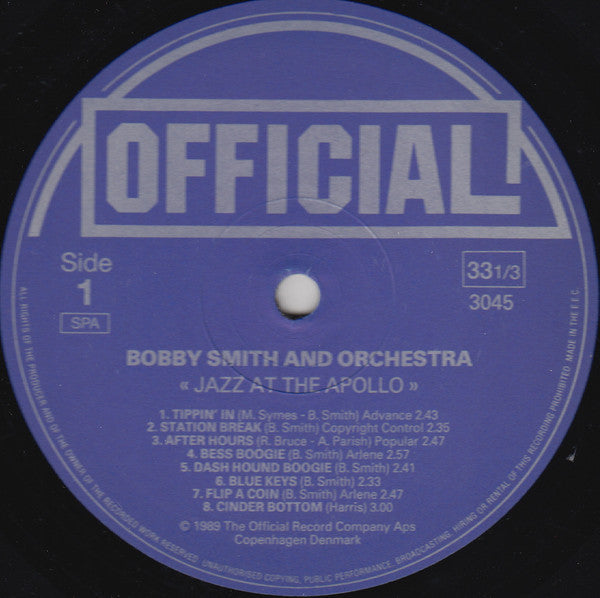 Bobby Smith And Orchestra - Jazz At The Apollo - LP