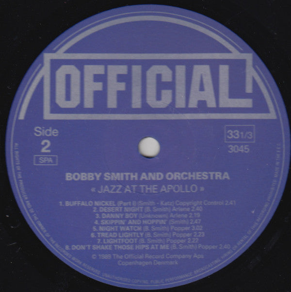 Bobby Smith And Orchestra - Jazz At The Apollo - LP