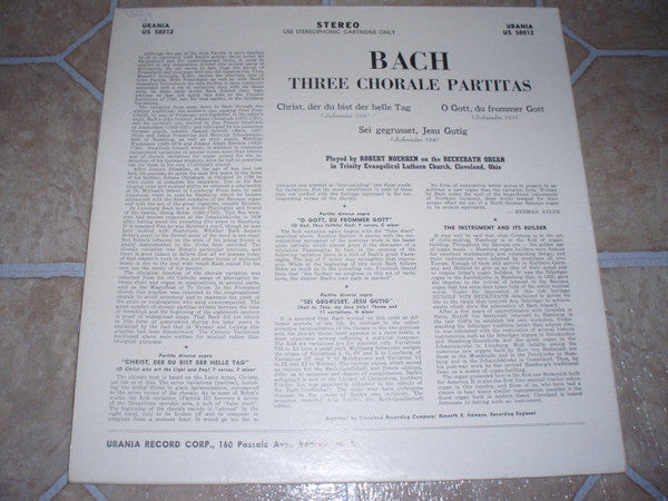 Robert Noehren, Johann Sebastian Bach - 3 Chorale Partitas - LP