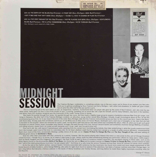 Mary Mulligan, Bud Freeman - Midnight Session - LP