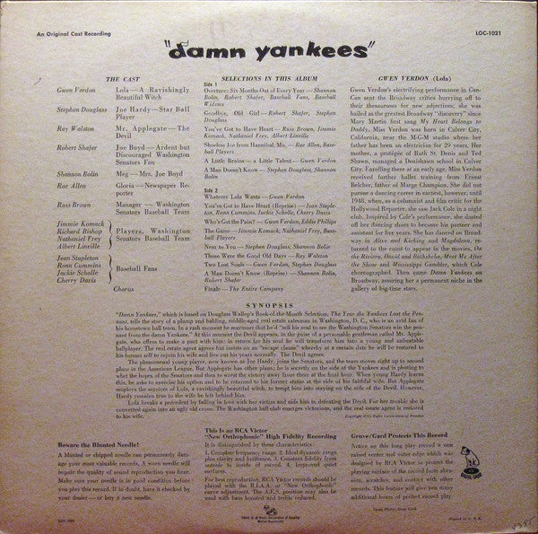 Gwen Verdon, Stephen Douglass, Ray Walston - Damn Yankees (An Original Cast Recording) - LP