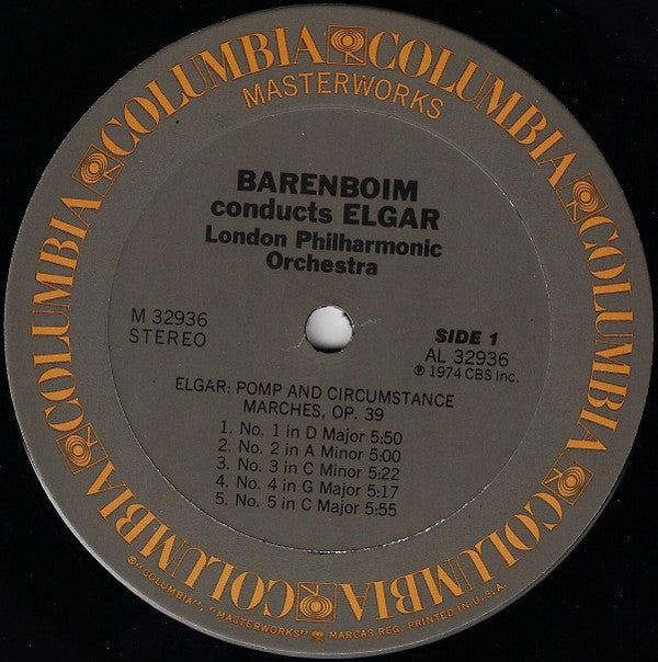 Barenboim* Conducts Elgar*, London Philharmonic Orchestra - The Five Pomp & Circumstance Marches / Imperial March / Crown Of India Suite - LP