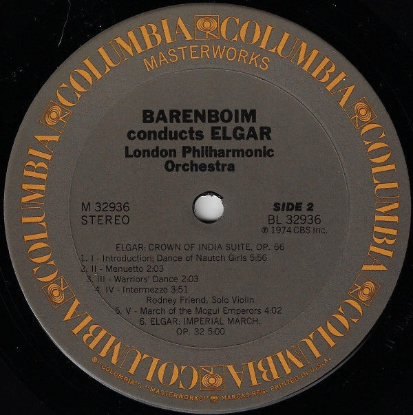 Barenboim* Conducts Elgar*, London Philharmonic Orchestra - The Five Pomp & Circumstance Marches / Imperial March / Crown Of India Suite - LP