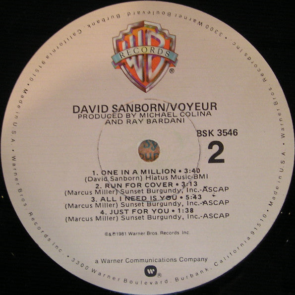 David Sanborn - Voyeur - LP