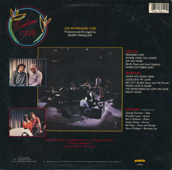 Barry Manilow - 2:00 AM Paradise Cafe - LP