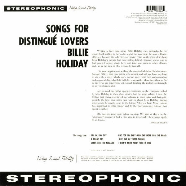 Billie Holiday - Songs For Distingué Lovers - LP