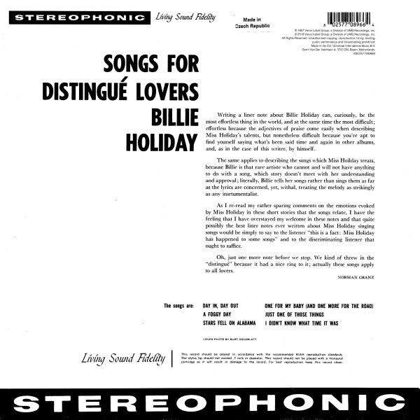 Billie Holiday - Songs For Distingué Lovers - LP