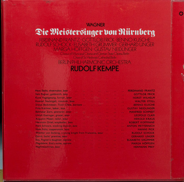 Richard Wagner - Ferdinand Frantz, Gottlob Frick, Benno Kusche, Rudolf Schock, Elisabeth Grümmer, Gerhard Unger, Marga Höffgen, Gustav Neidlinger - Berlin Philharmonic Orchestra*, Rudolf Kempe - Die Meistersinger Von Nürnberg - LP