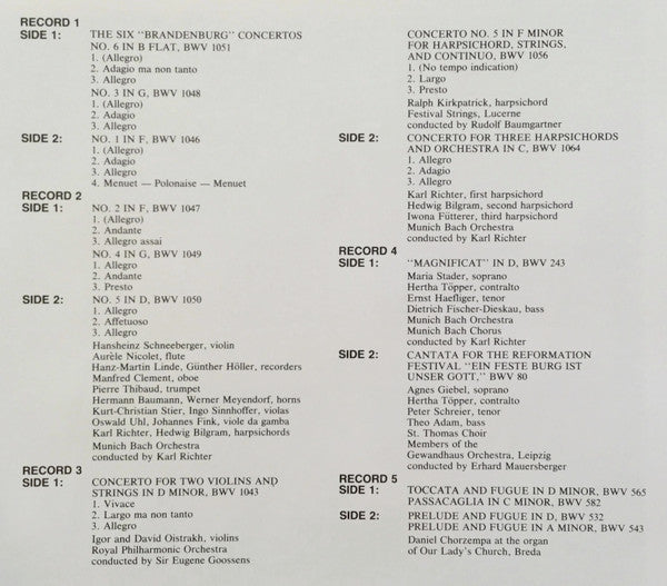 Various - The Carnegie Hall Library Of Classical Music (Bach 1685-1750) - LP