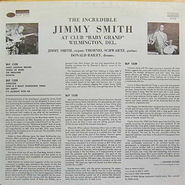 The Incredible Jimmy Smith* - At Club "Baby Grand" Wilmington, Delaware - LP
