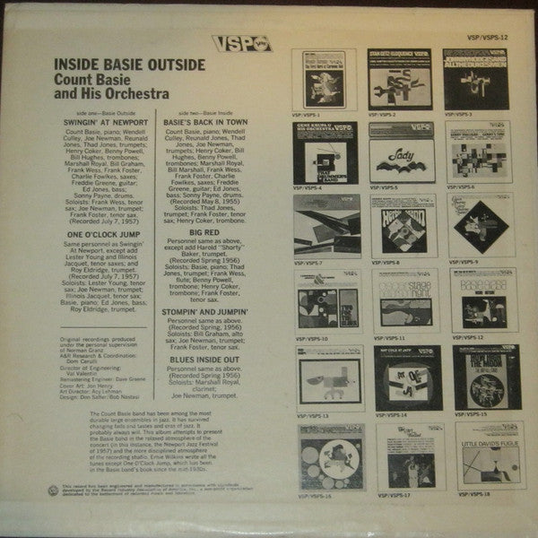 Count Basie And His Orchestra* - Inside Basie Outside - LP