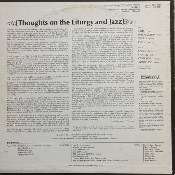 Paul Horn - Jazz Suite On The Mass Texts - LP