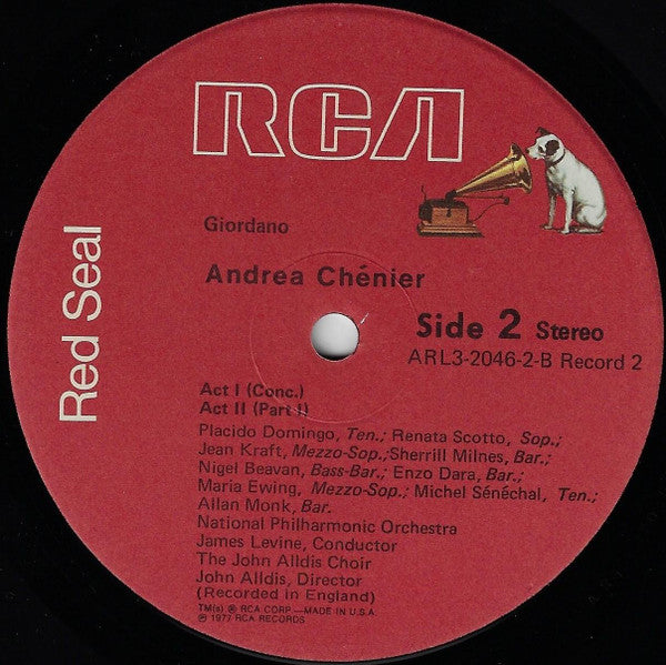Giordano*, Placido Domingo, Renata Scotto, Sherrill Milnes, James Levine  - Andrea Chénier - LP