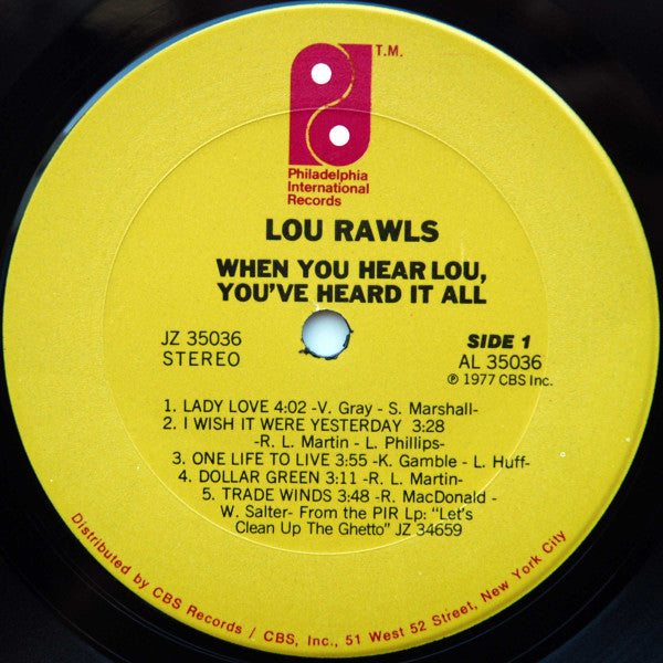 Lou Rawls - When You Hear Lou, You've Heard It All - LP