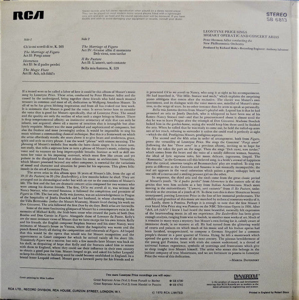 Leontyne Price - Leontyne Price Sings Mozart Operatic And Concert Arias - LP