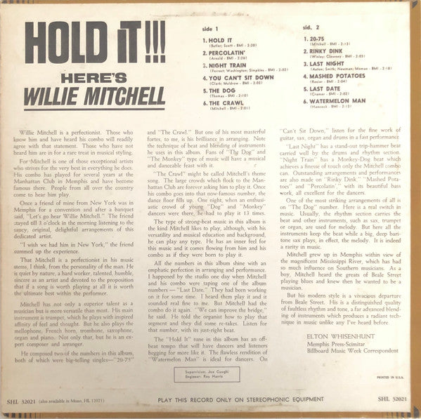 Willie Mitchell - Hold It!!! Here's Willie Mitchell - LP