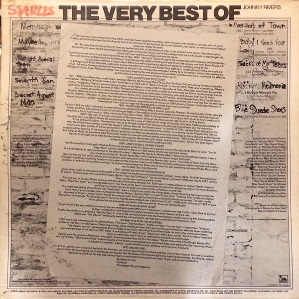 Johnny Rivers - The Very Best Of Johnny Rivers - LP