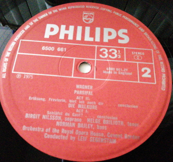 Richard Wagner - Birgit Nilsson, Helge Brilioth, Norman Bailey . Orchestra Of The Royal Opera House, Covent Garden : Leif Segerstam - Duets From "Parsifal" And "Die Walküre" - LP
