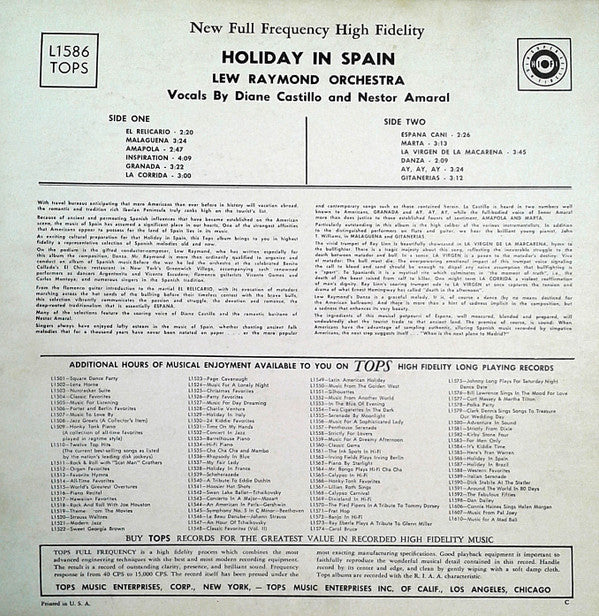 Lew Raymond Orchestra* - Holiday In Spain - LP