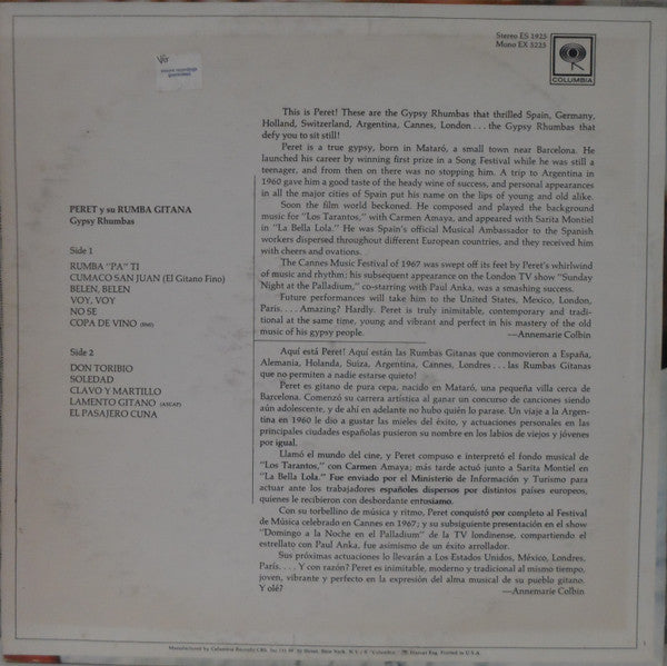 Peret Y Su Rumba Gitana* - Gypsy Rhumbas - LP