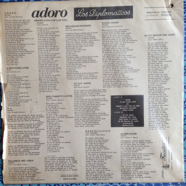 Los Diplomáticos - Adoro - LP