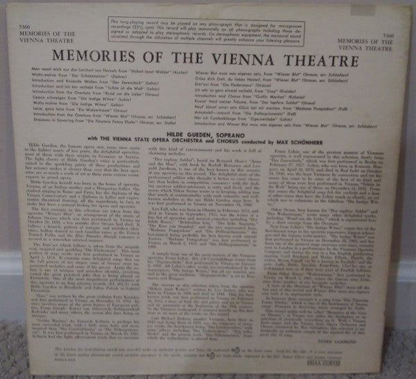 Hilde Gueden* - Memories Of The Vienna Theatre - LP