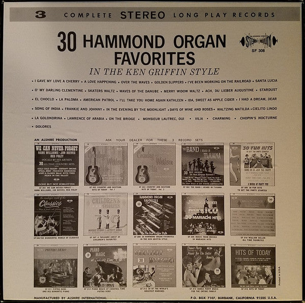 Ashley Tappen - Hammond Organ Favorites In The Ken Griffin Style - LP