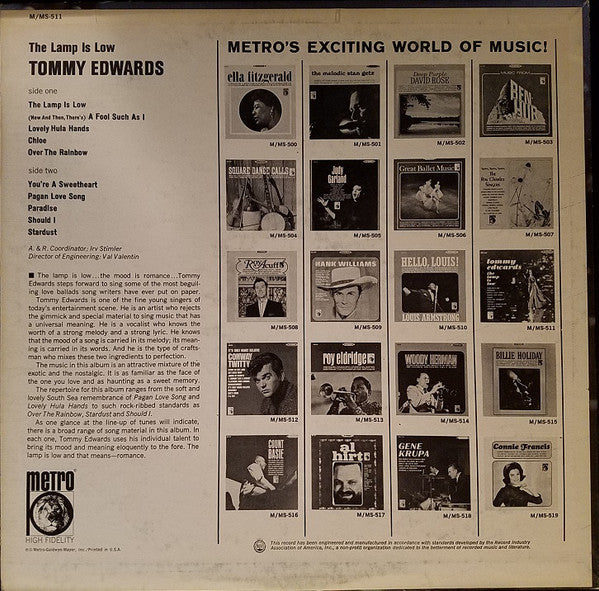 Tommy Edwards - The Lamp Is Low - LP