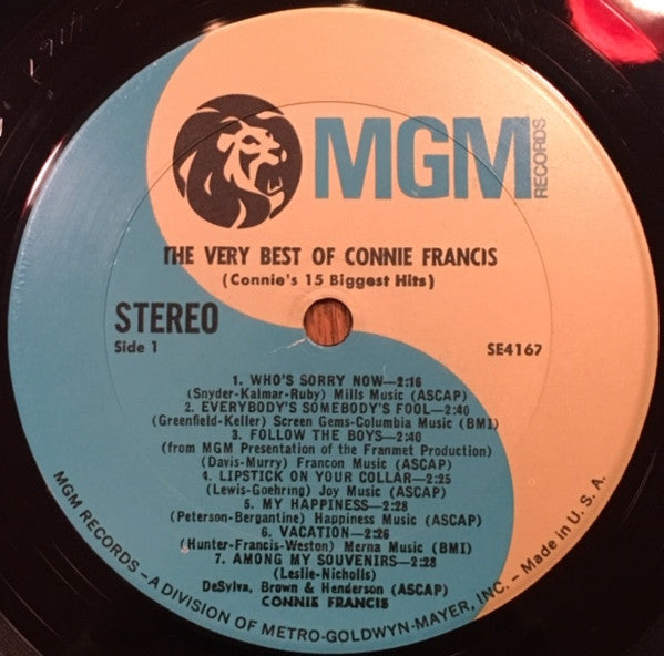 Connie Francis - The Very Best Of Connie Francis (Connie's 15 Biggest Hits) - LP