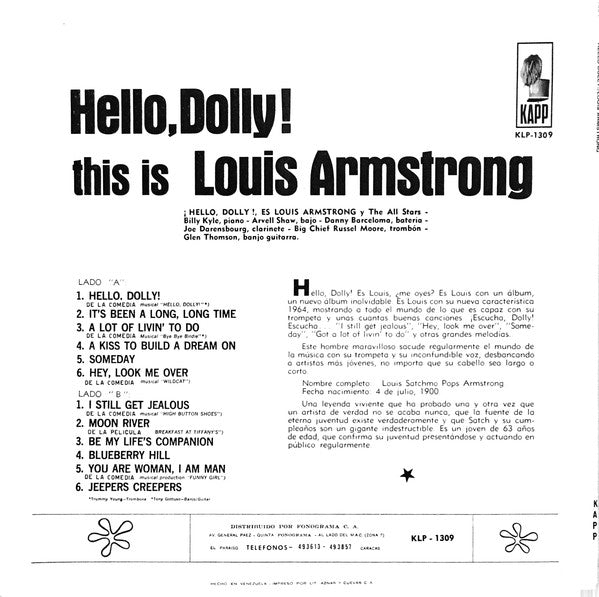Louis Armstrong Y Su Conjunto* - Hello, Dolly! - LP