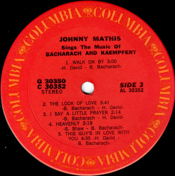 Johnny Mathis - Johnny Mathis Sings The Music Of Bacharach & Kaempfert - LP