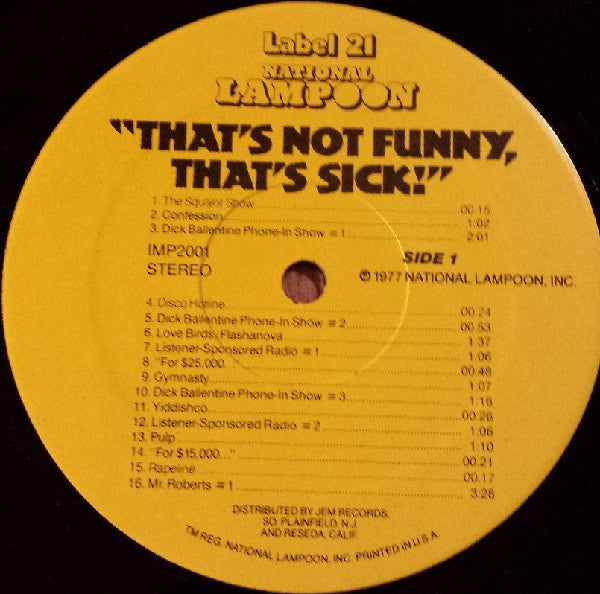 National Lampoon - That's Not Funny, That's Sick! - LP