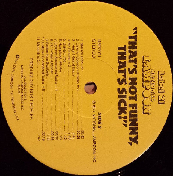 National Lampoon - That's Not Funny, That's Sick! - LP