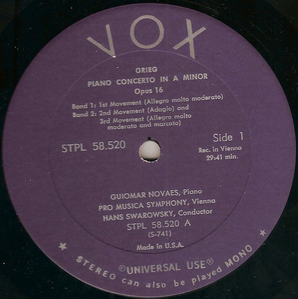 Guiomar Novaes, Pro Musica Symphony, Vienna*, Hans Swarowsky, Grieg*, De Falla* - Piano Concerto In A Minor Op. 16 / Nights In The Gardens Of Spain - LP