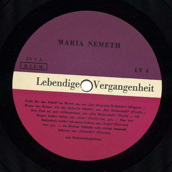 Maria Nemeth* - Lebendige Vergangenheit - LP