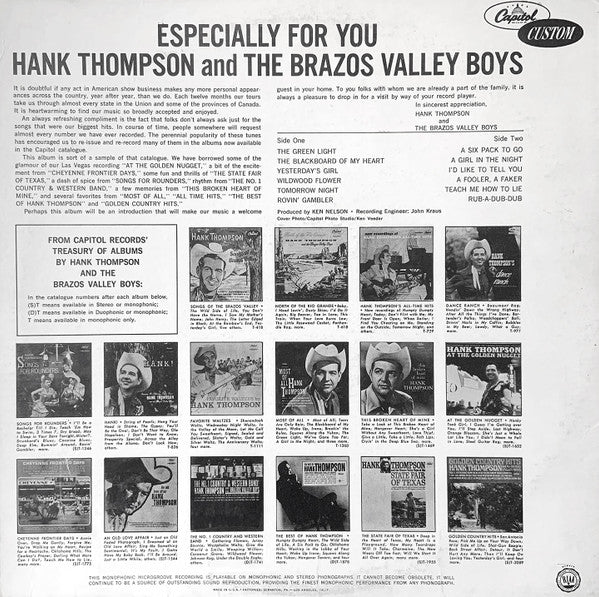 Hank Thompson - Especially For You - LP