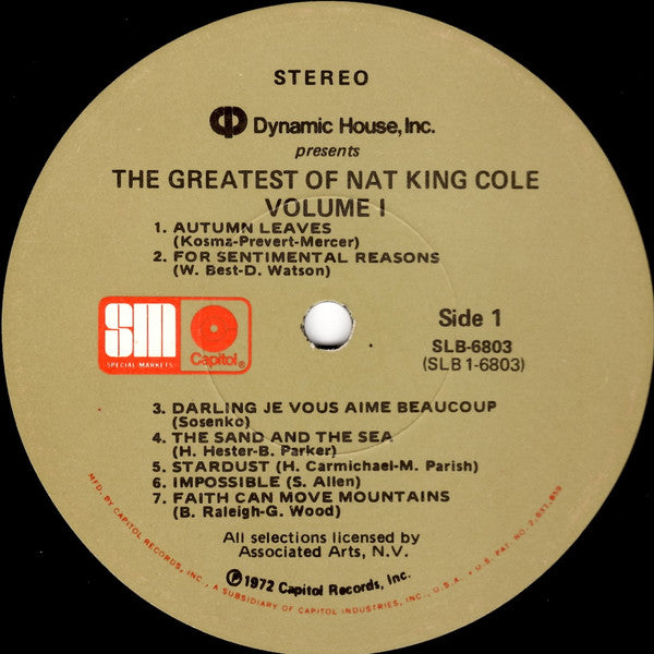Nat King Cole - The Greatest Of Nat King Cole - LP