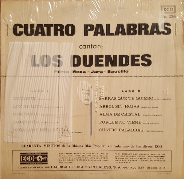 Los Duendes* - Cuatro Palabras Y Otros Exitos - LP