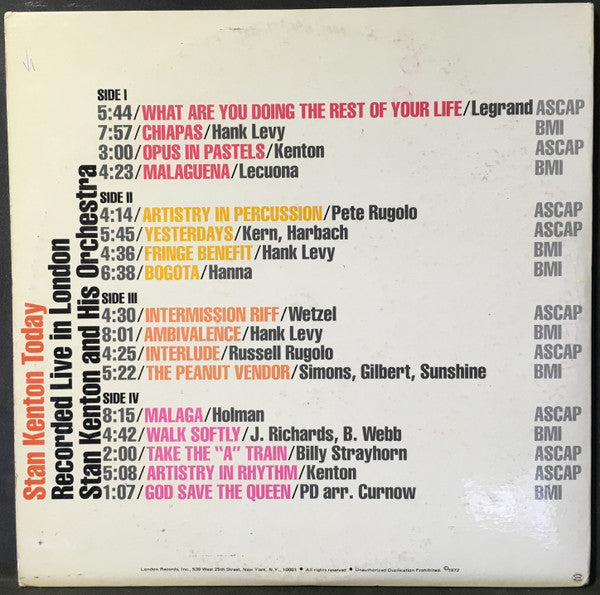 Stan Kenton And His Orchestra - Stan Kenton Today: Recorded Live In London - LP