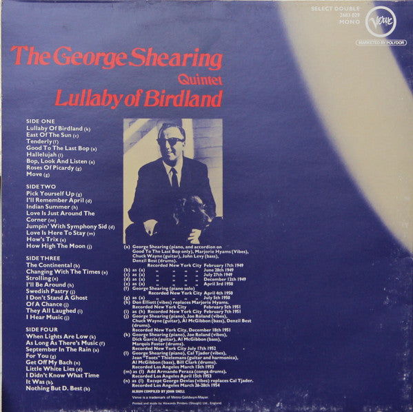 The George Shearing Quintet - Lullaby Of Birdland - LP