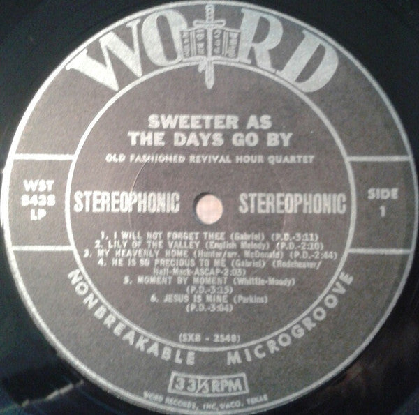 Old Fashioned Revival Hour Quartet - Sweeter As The Days Go By - LP