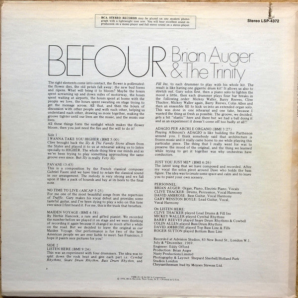 Brian Auger & The Trinity - Befour - LP