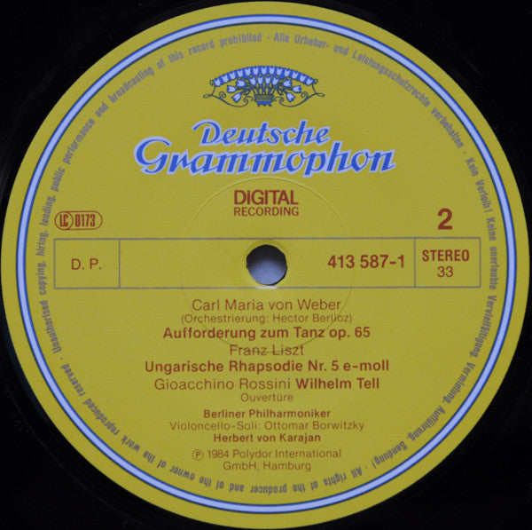 Herbert von Karajan, Berliner Philharmoniker - Les Préludes • Die Moldau • Guillaume Tell (Ouverture) • Aufforderung Zum Tanz • Invitation à la Valse • Ungarische Rhapsodie • Rhapsodie Hongroise No. 5 - LP