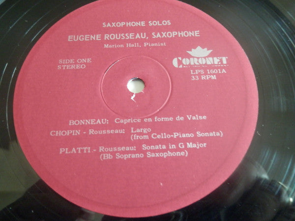 Eugene Rousseau - Plays Saxophone with Pianist Marion Hall Volume Two - LP