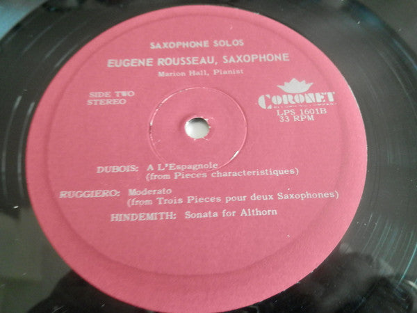 Eugene Rousseau - Plays Saxophone with Pianist Marion Hall Volume Two - LP