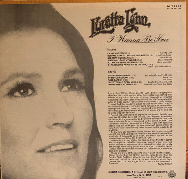 Loretta Lynn - I Wanna Be Free - LP